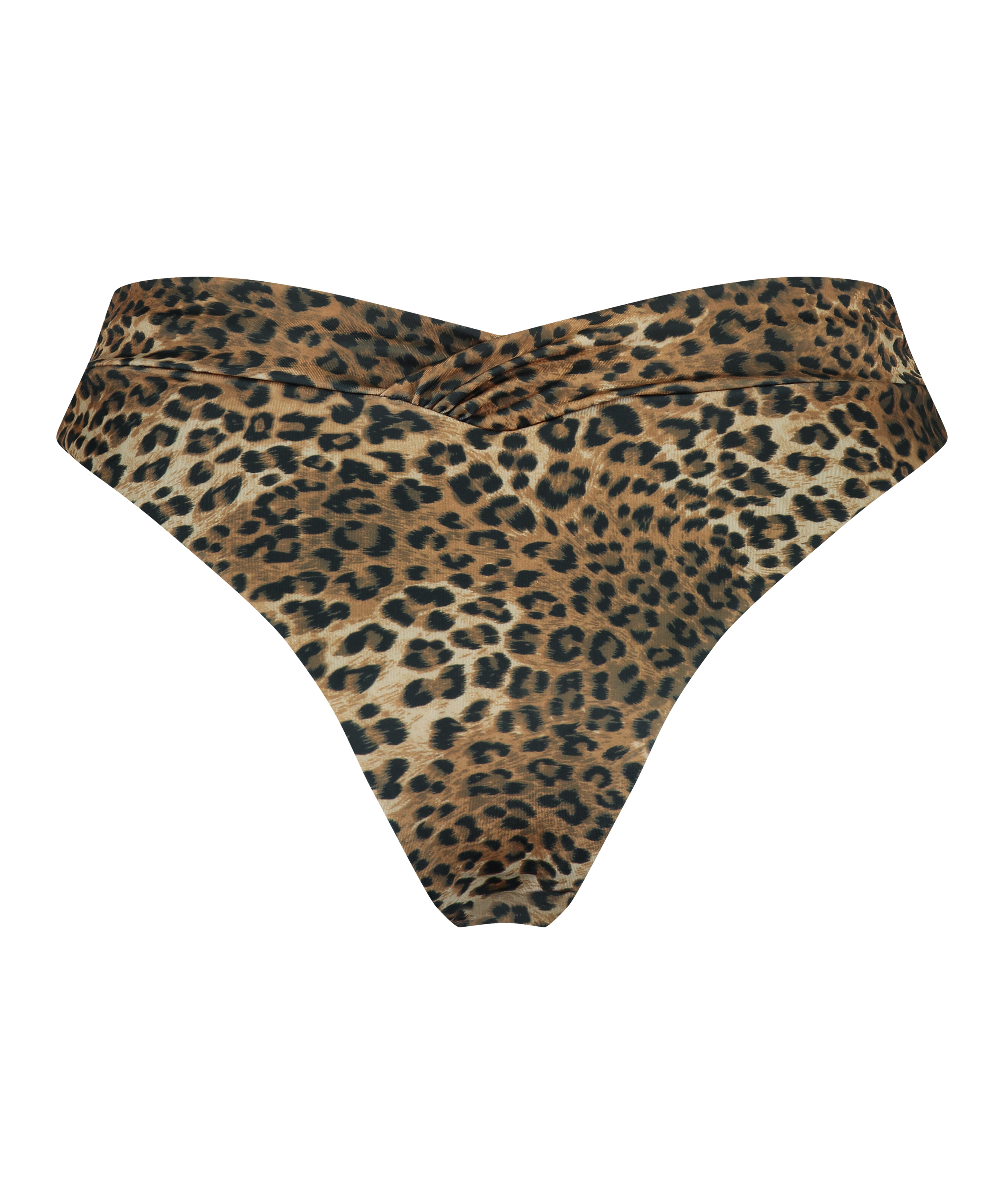Leopard högt skuren bikiniunderdel, Brun, main