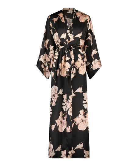 Bloom satin-kimono, Svart