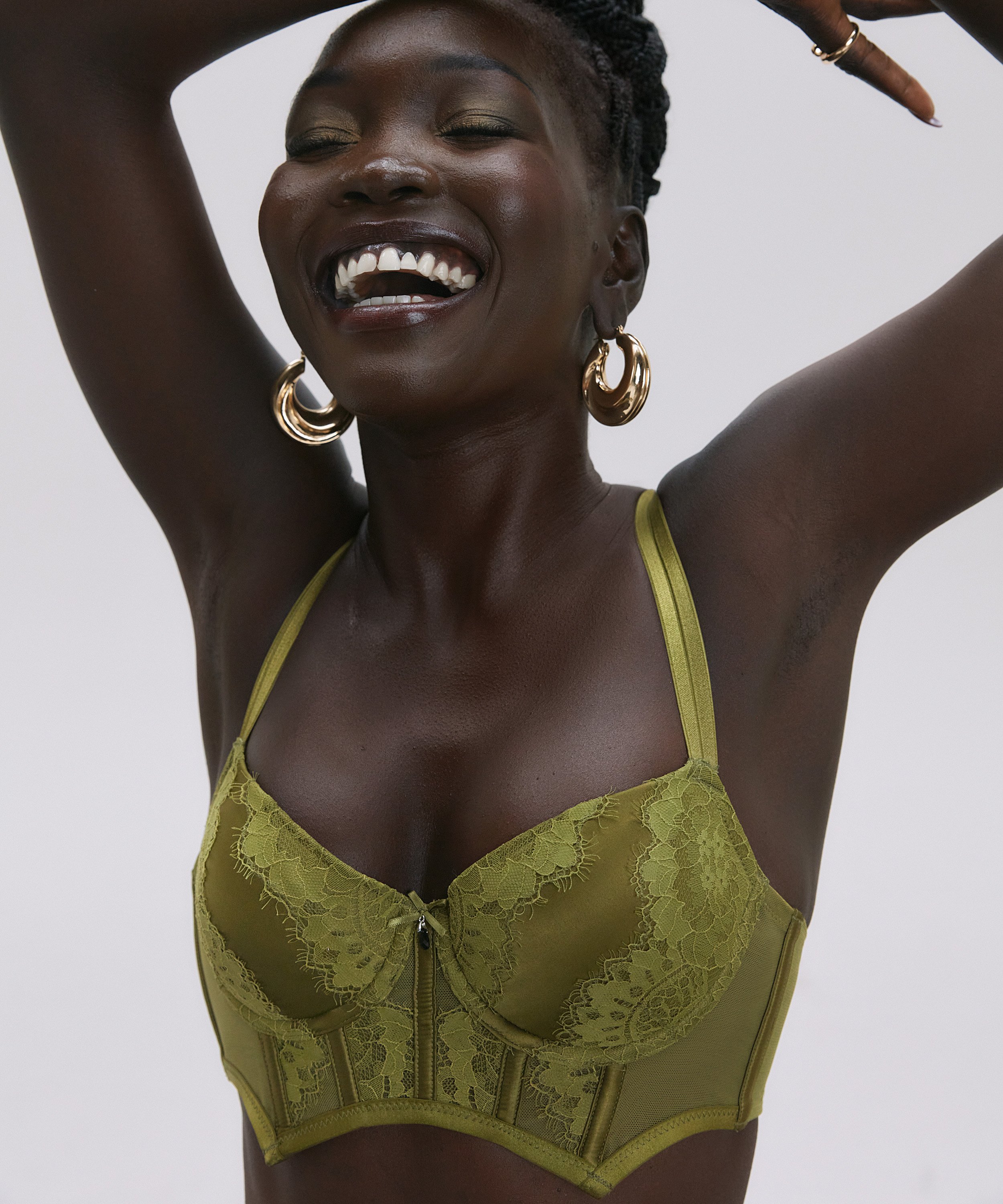 Formpressad longline bygel-bh Amelie, Grön, main