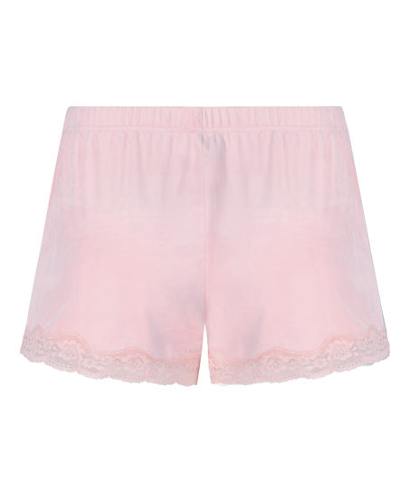 Velour- och spetsshort, Rosa
