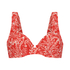 Paisley icke-formpressad bikiniöverdel med bygel, röd