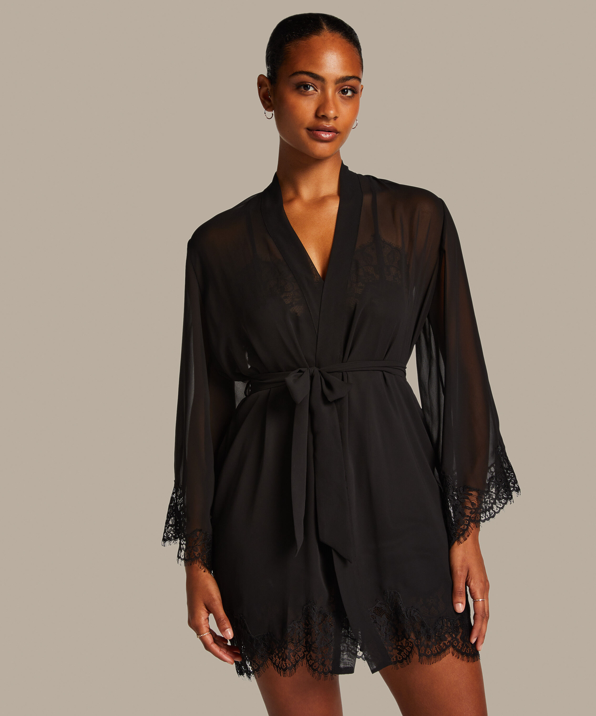 Kimono Satin, Svart