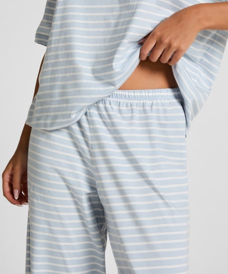 Pyjama Set Cotton Jersey Long, Bl&aring;