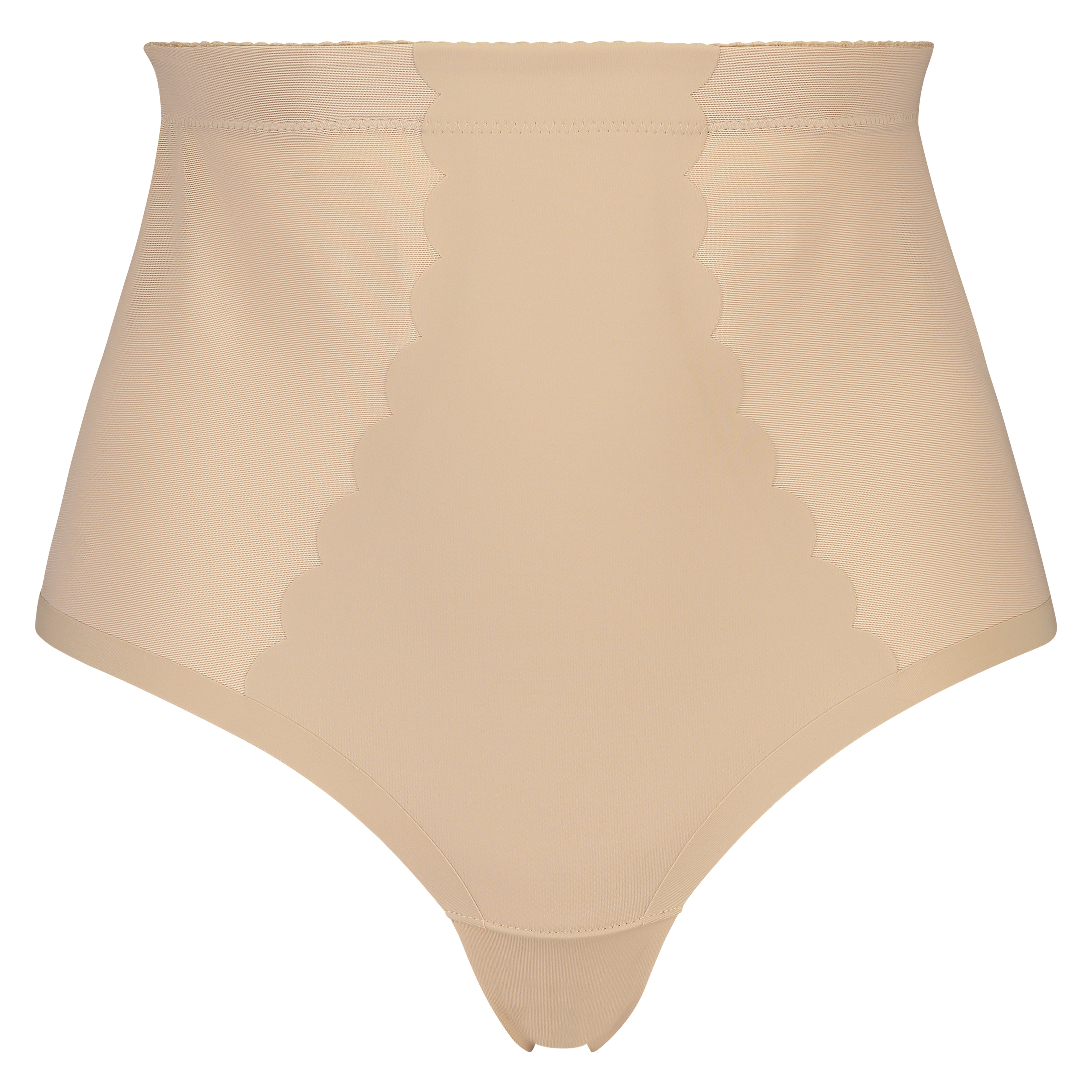 Skulpterade stringtrosa scallop med hög midja - Level 3, Beige, main