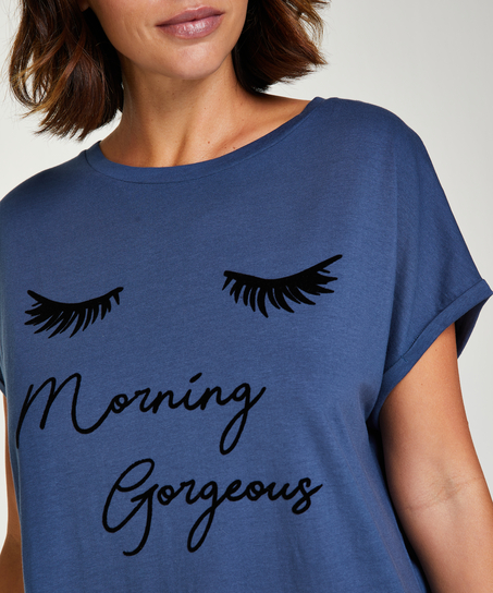 Nattskjorta med rund hals, Bl&aring;