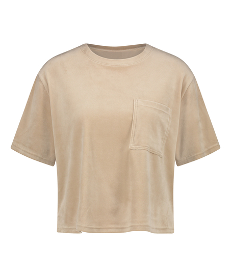 Top Velours Pocket, Beige