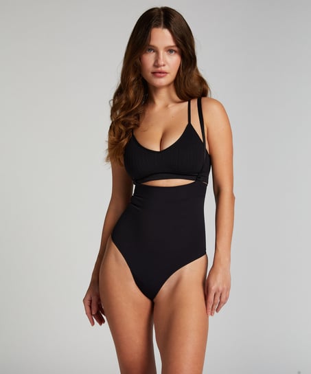 S&ouml;ml&ouml;s f&ouml;rb&auml;ttrande stringtrosa med h&ouml;g midja, Svart