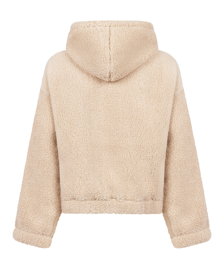 Mysig hoodie i fleece, Beige