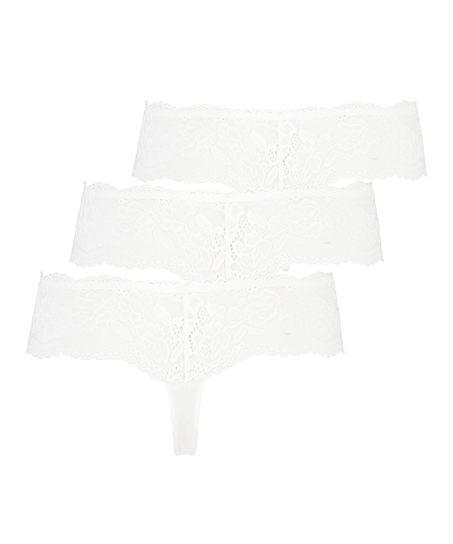 Florence 3-pack boxerstringtrosa, Vit