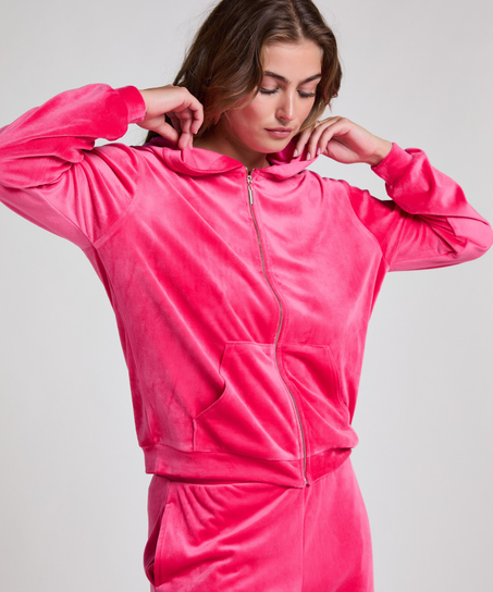 Hoodiejacka i velour, Rosa