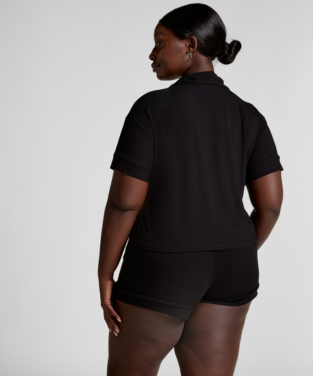 Essential-shorts i slätstickad jersey, Svart