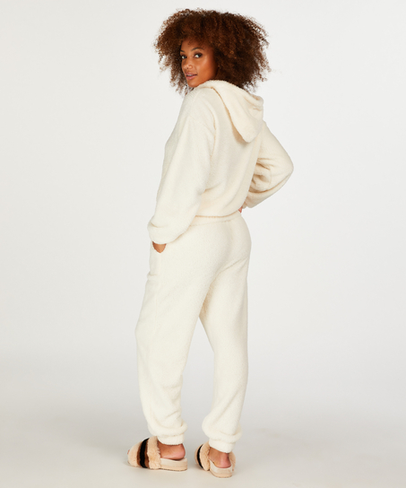 Mysig hoodie i fleece, Vit