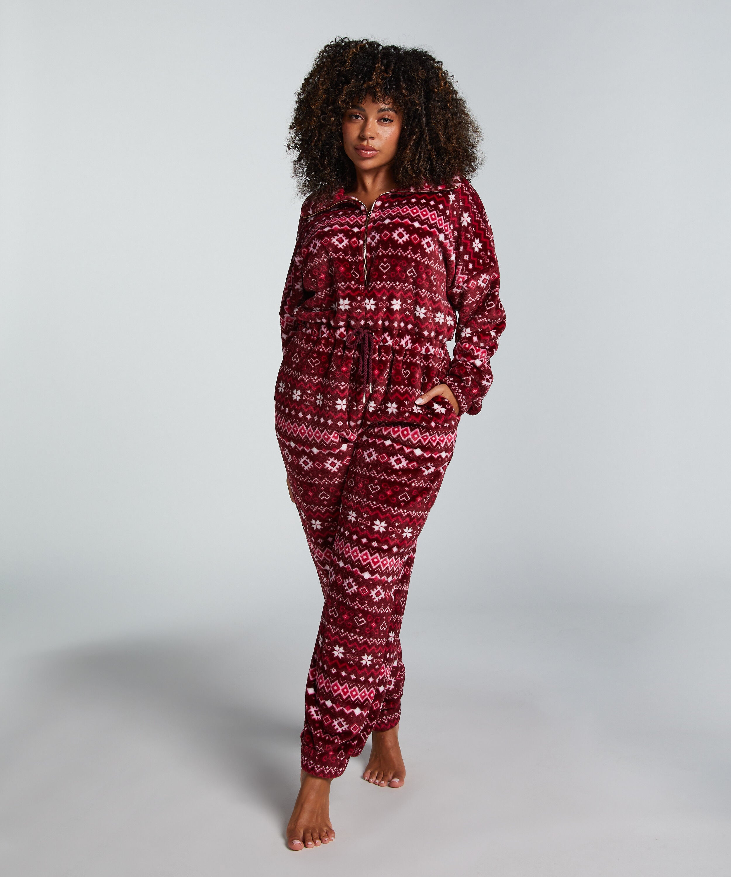 Onesie-fleece, Röd