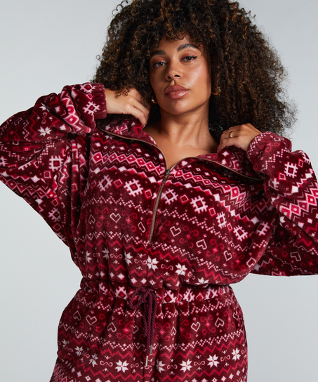 Onesie-fleece, Röd