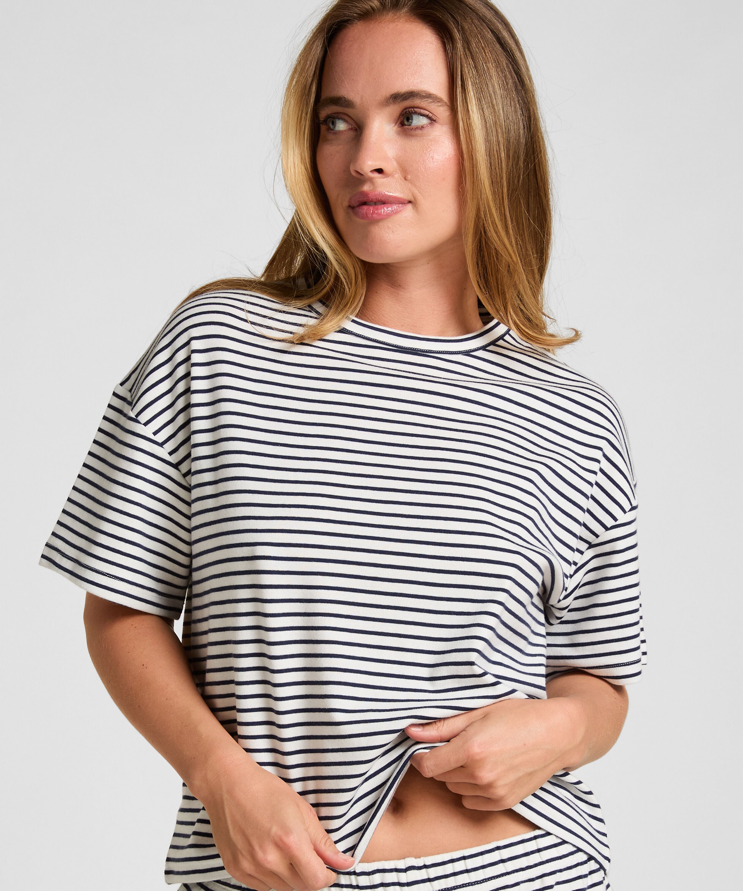 Pyjamas Topp Randig Jersey, Blå