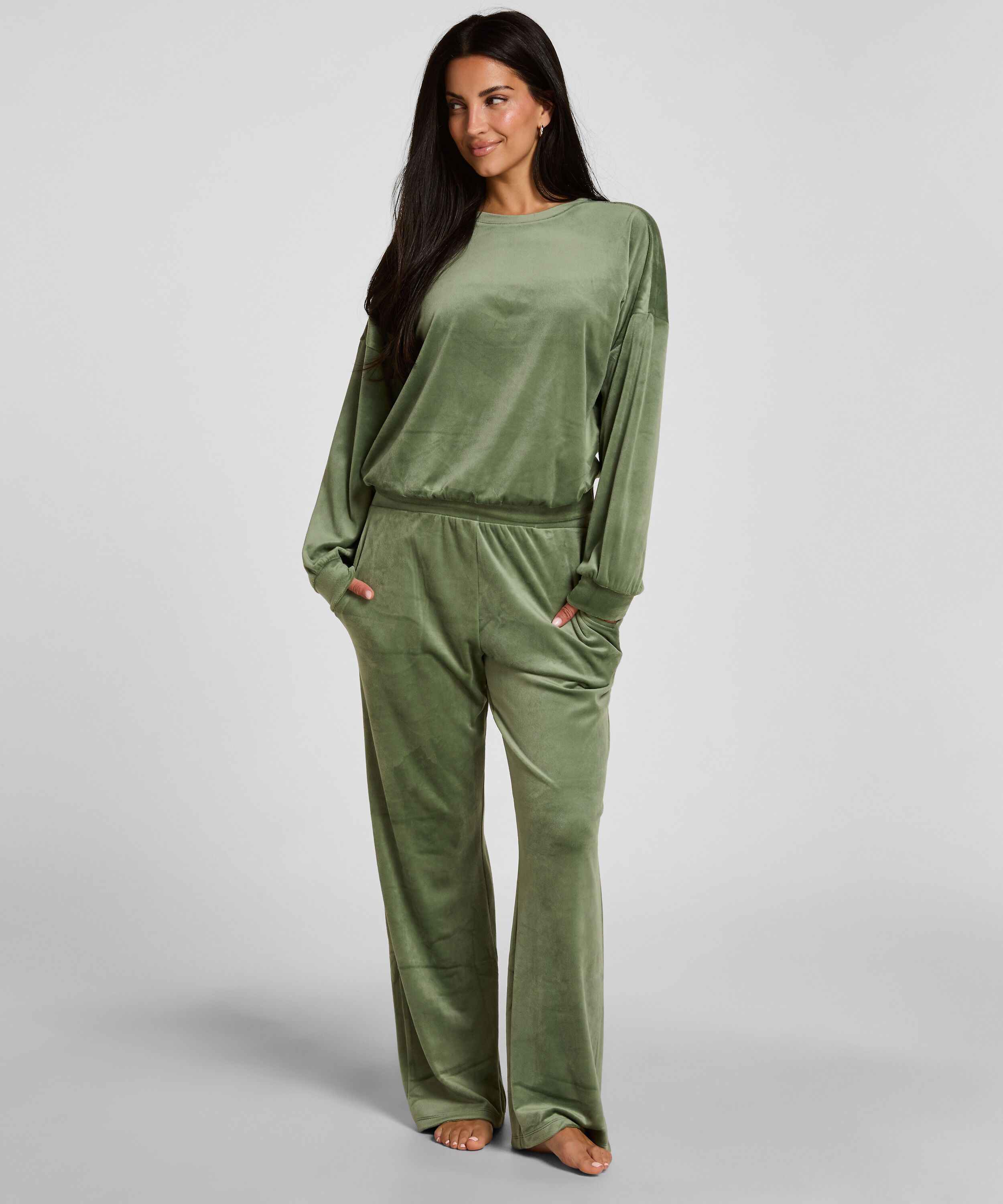 Velour Pyjamas Set, Grön