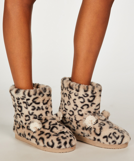 Leopard Print Boot, Beige