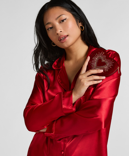 Hj&auml;rtformad pl&aring;nbok med dragkedja, R&ouml;d