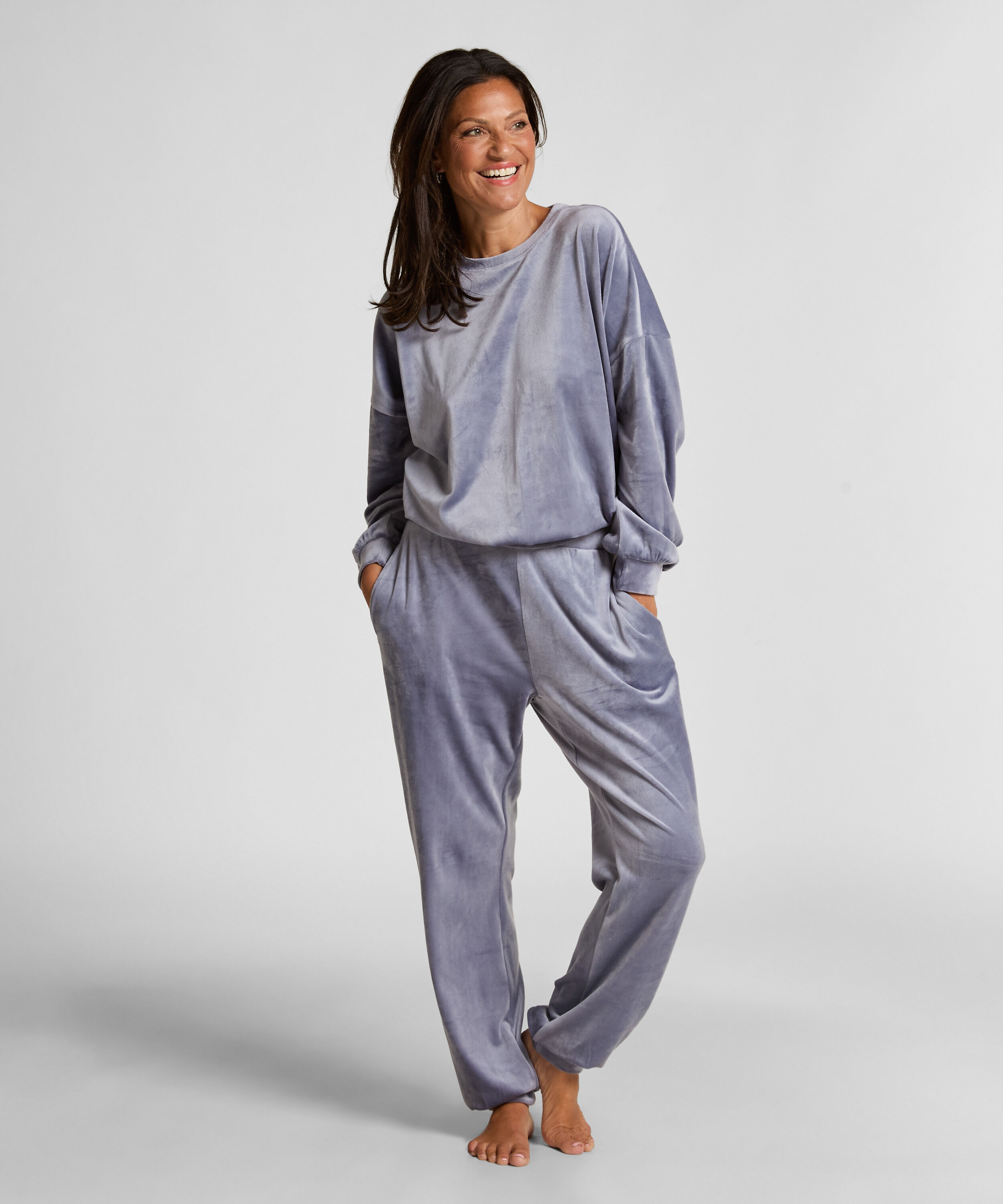Joggingbyxor Velour, Blå