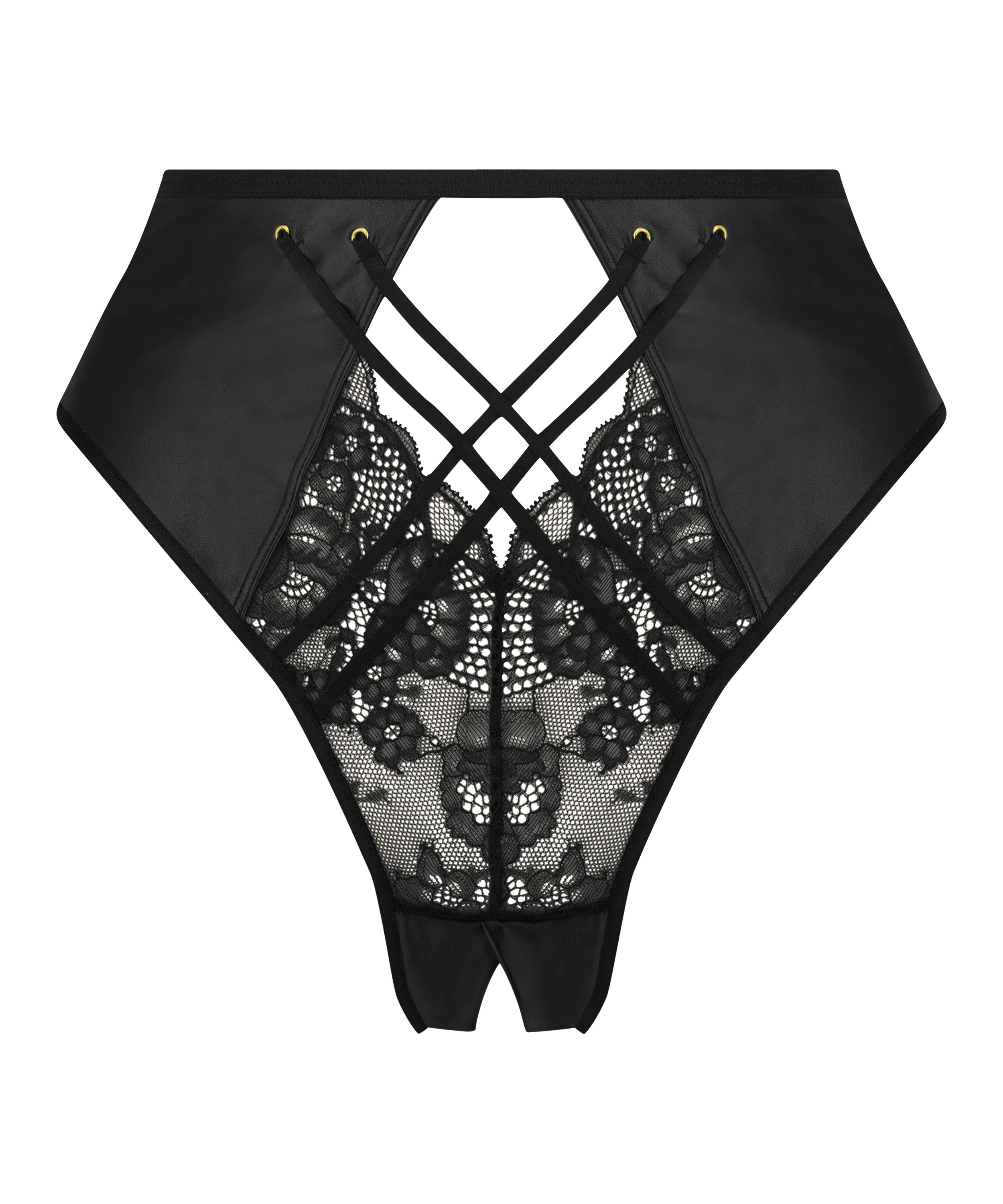 Melissa h&ouml;gt skuren brazilian-trosa med &ouml;ppen gren, Svart, main