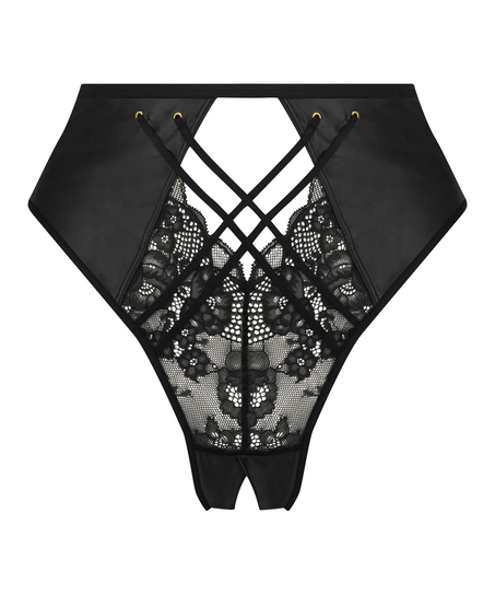 Melissa h&ouml;gt skuren brazilian-trosa med &ouml;ppen gren, Svart