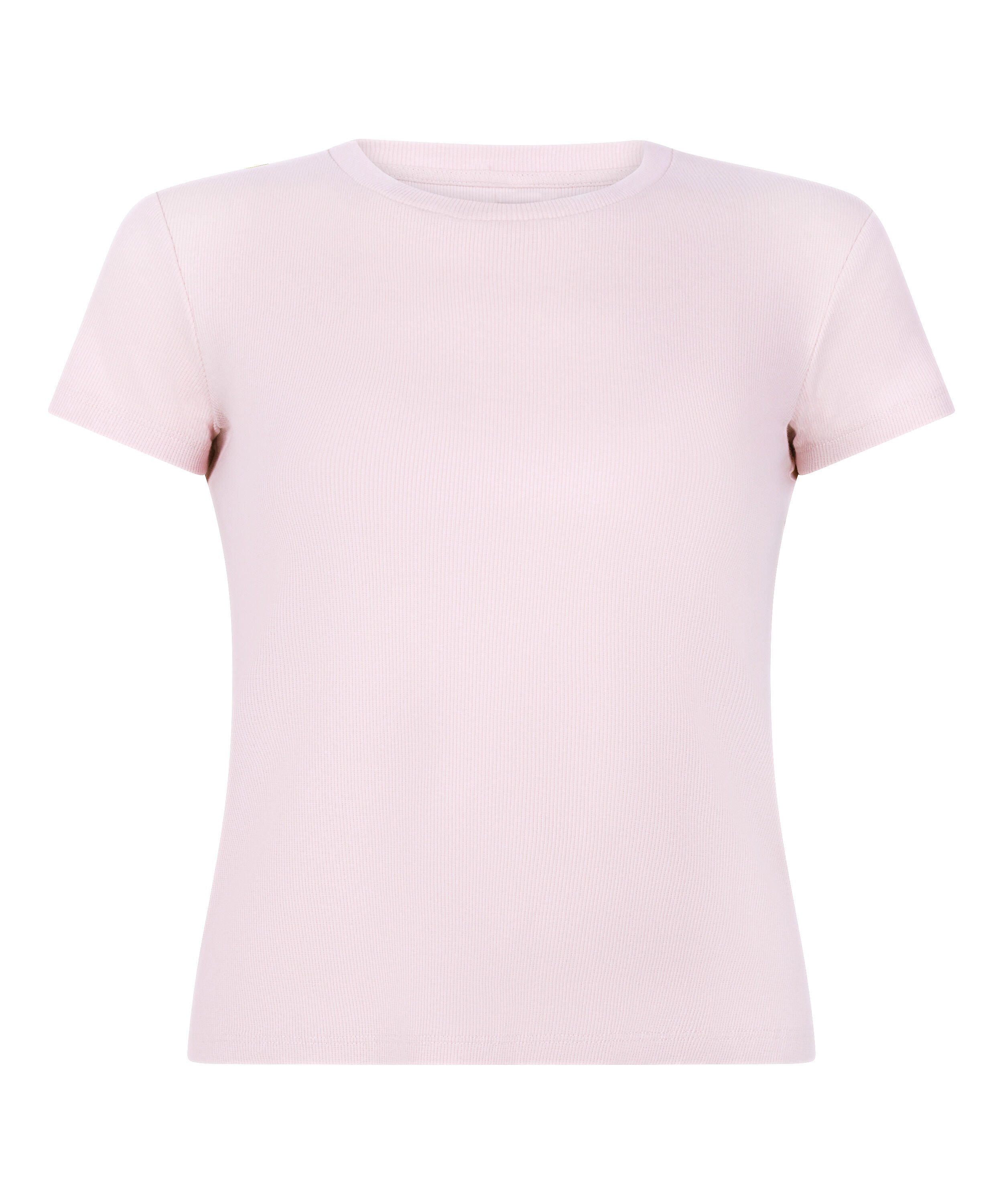 Kort&auml;rmad pyjamastopp Rib Crew Neck, Rosa