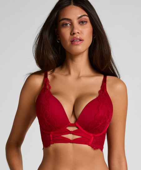 Marianna longline-bh med push-up, Röd