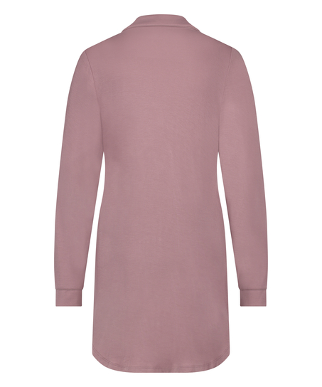 Långärmad skjortklänning i jersey Essential, Rosa