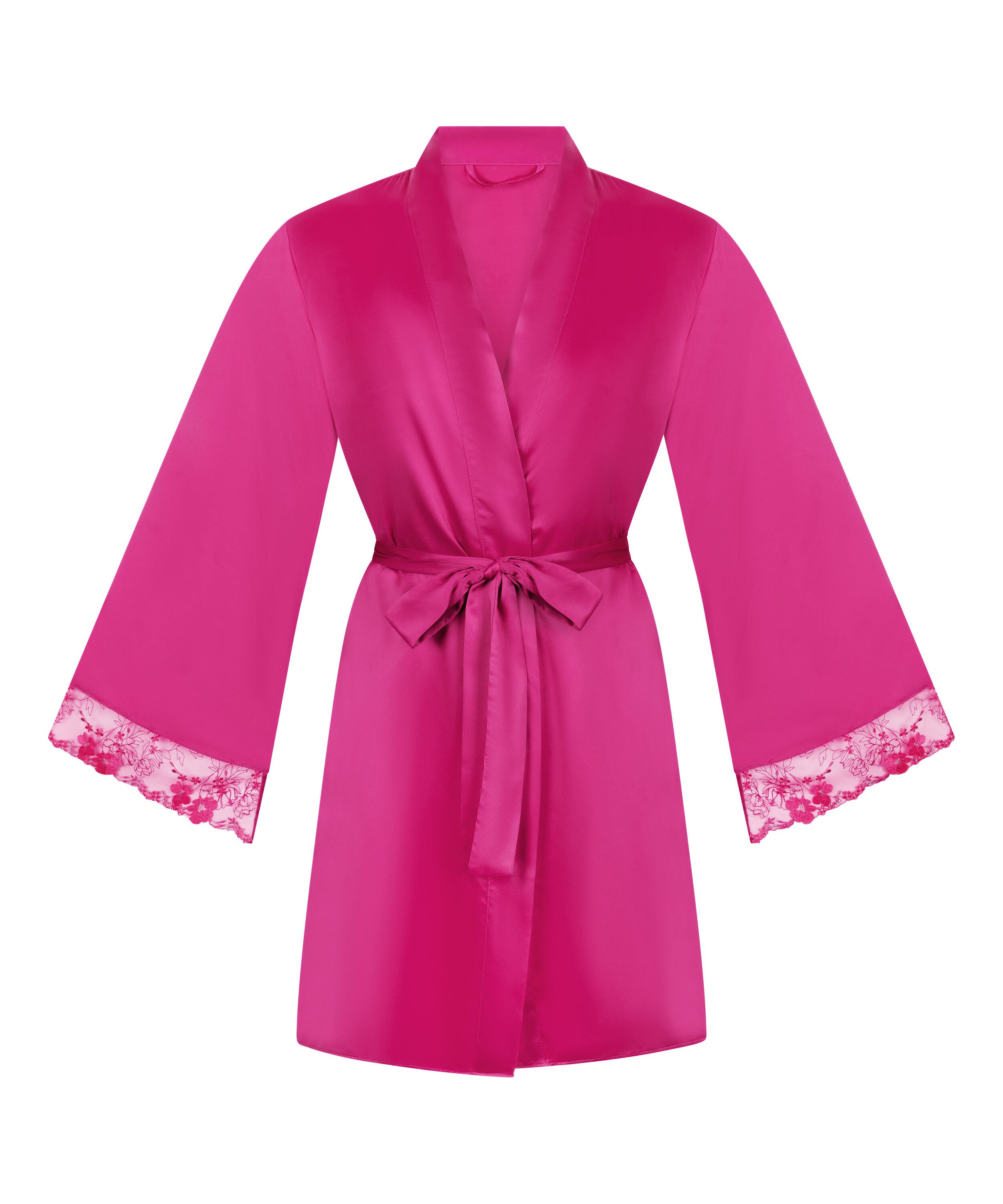 Peonie kimono i satin, Rosa