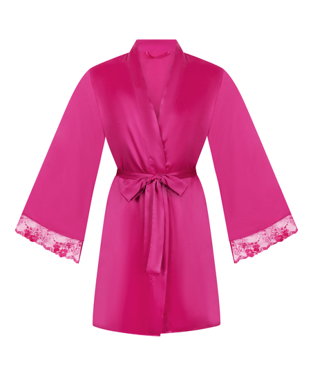 Peonie kimono i satin, Rosa