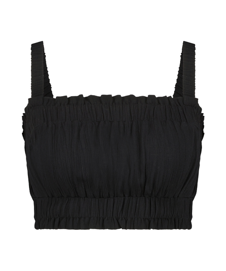 Rynkad crop top, Svart