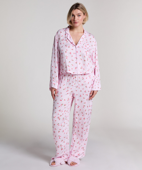 Långärmad jacka i satin, Rosa