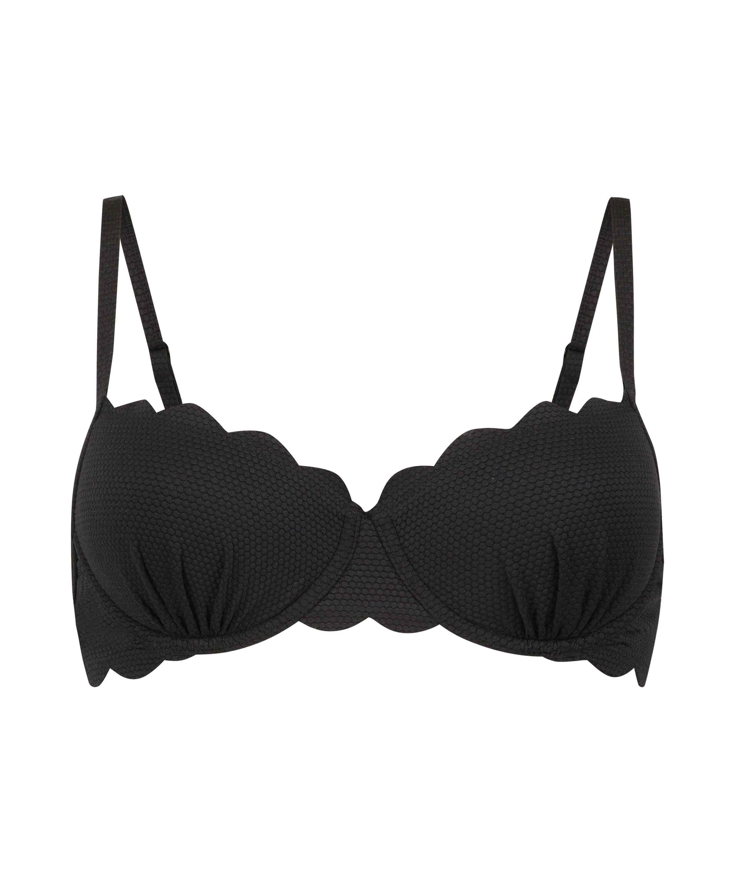 Formpressad bikiniöverdel med bygel Scallop, Svart