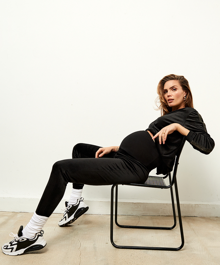 Sammetsskimmer-mammajoggingbyxor, Svart