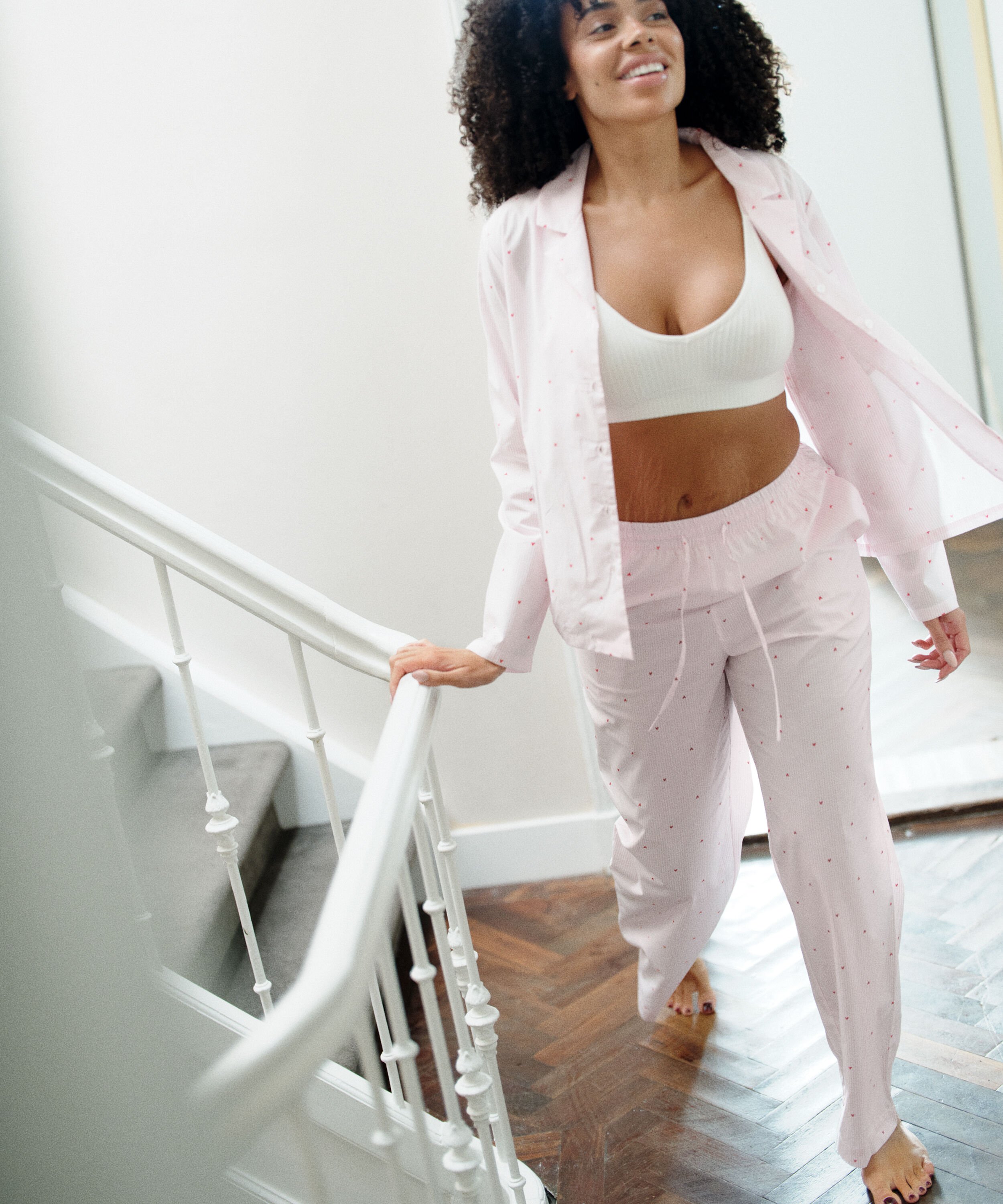 Byxa bomull randig hjärtan