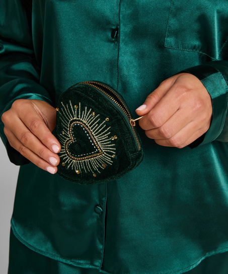 Hjärtformad plånbok med dragkedja, Grön