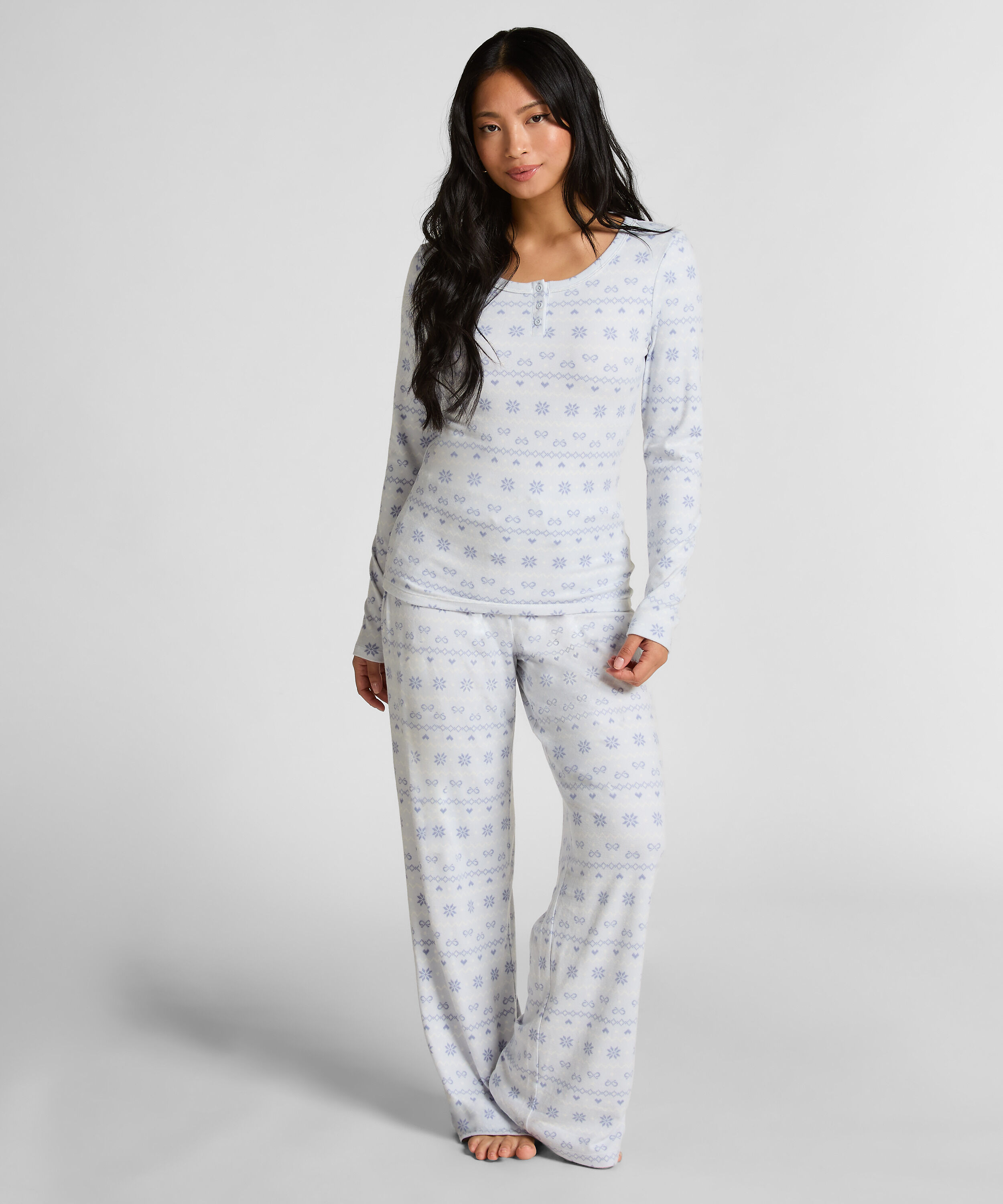 Fairisle pyjamasset i jersey, Blå