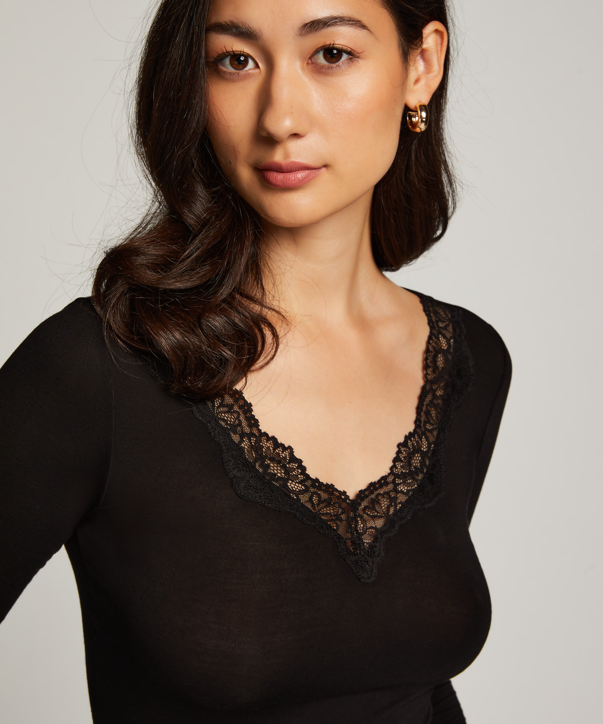 Jersey l&aring;ng&auml;rmad pyjamastopp, Svart, main