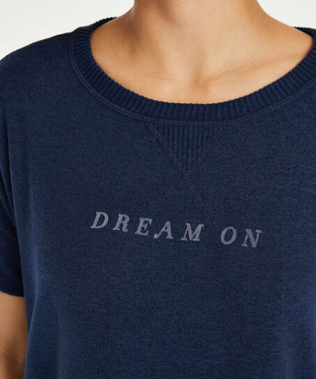 Kort&auml;rmad pyjamastr&ouml;ja i borstad jersey, bl&aring;