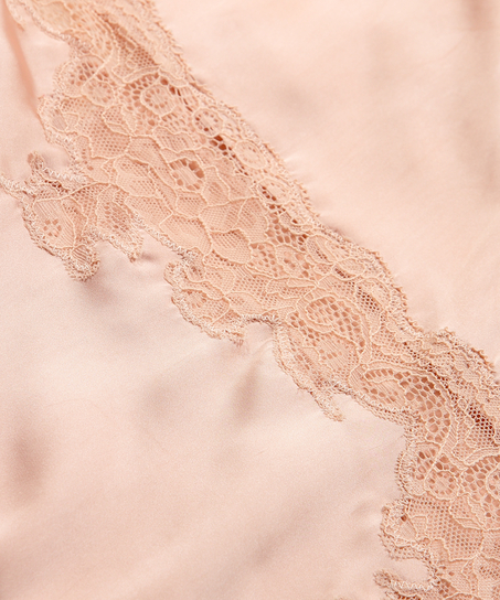 Långt spetslinne i satin, Beige