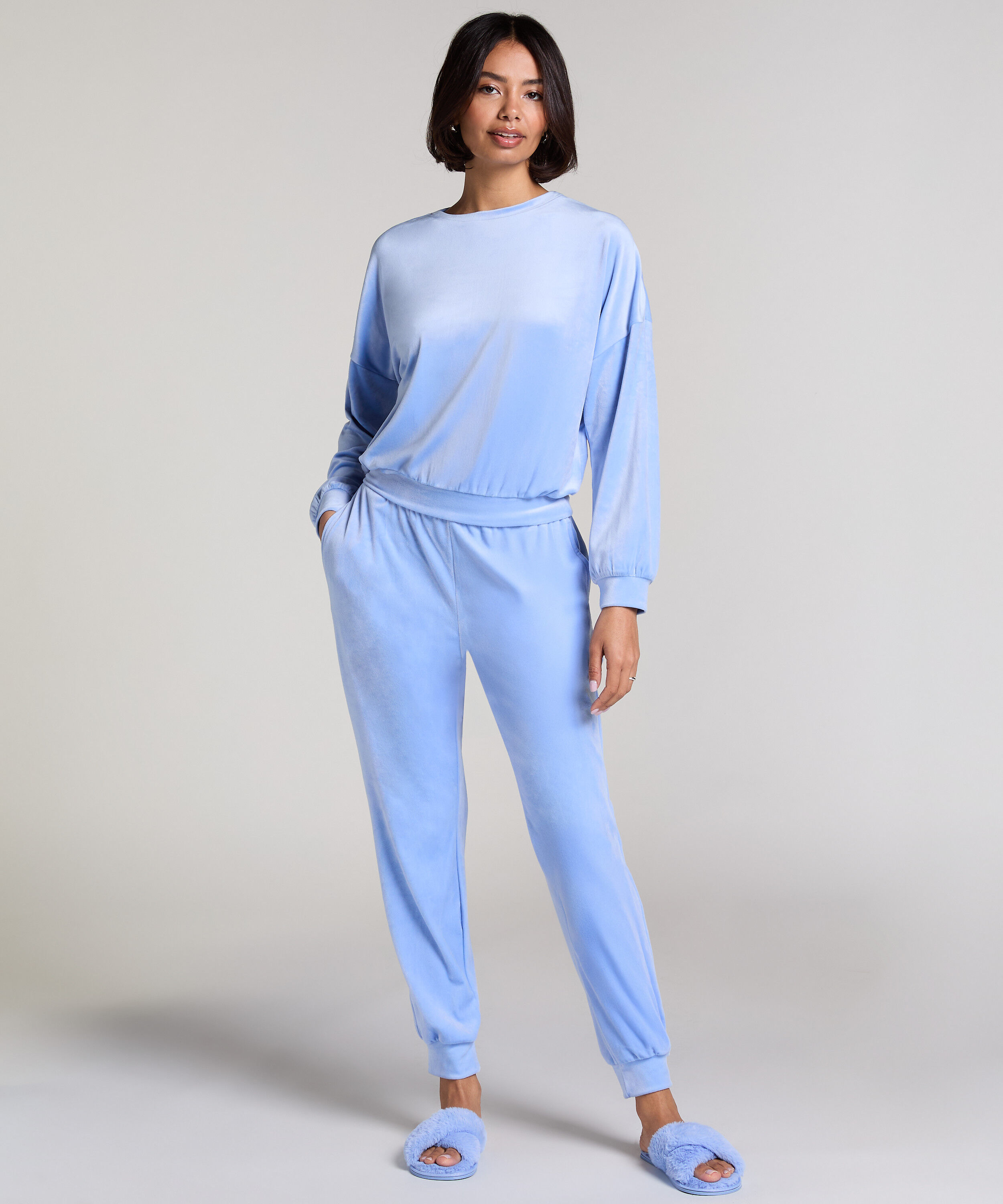 Joggingbyxor Velour, Blå