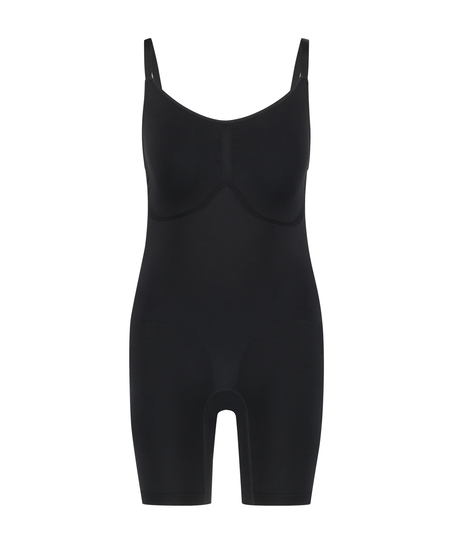 En sömlös bodysuit med högt skurna ben, Svart