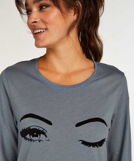 Nattlinne med rund halsringning, Bl&aring;