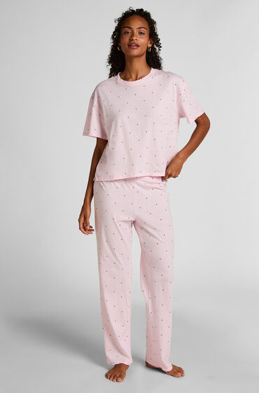 Hunkemöller Pyjamasset bomullsmönster Rosa