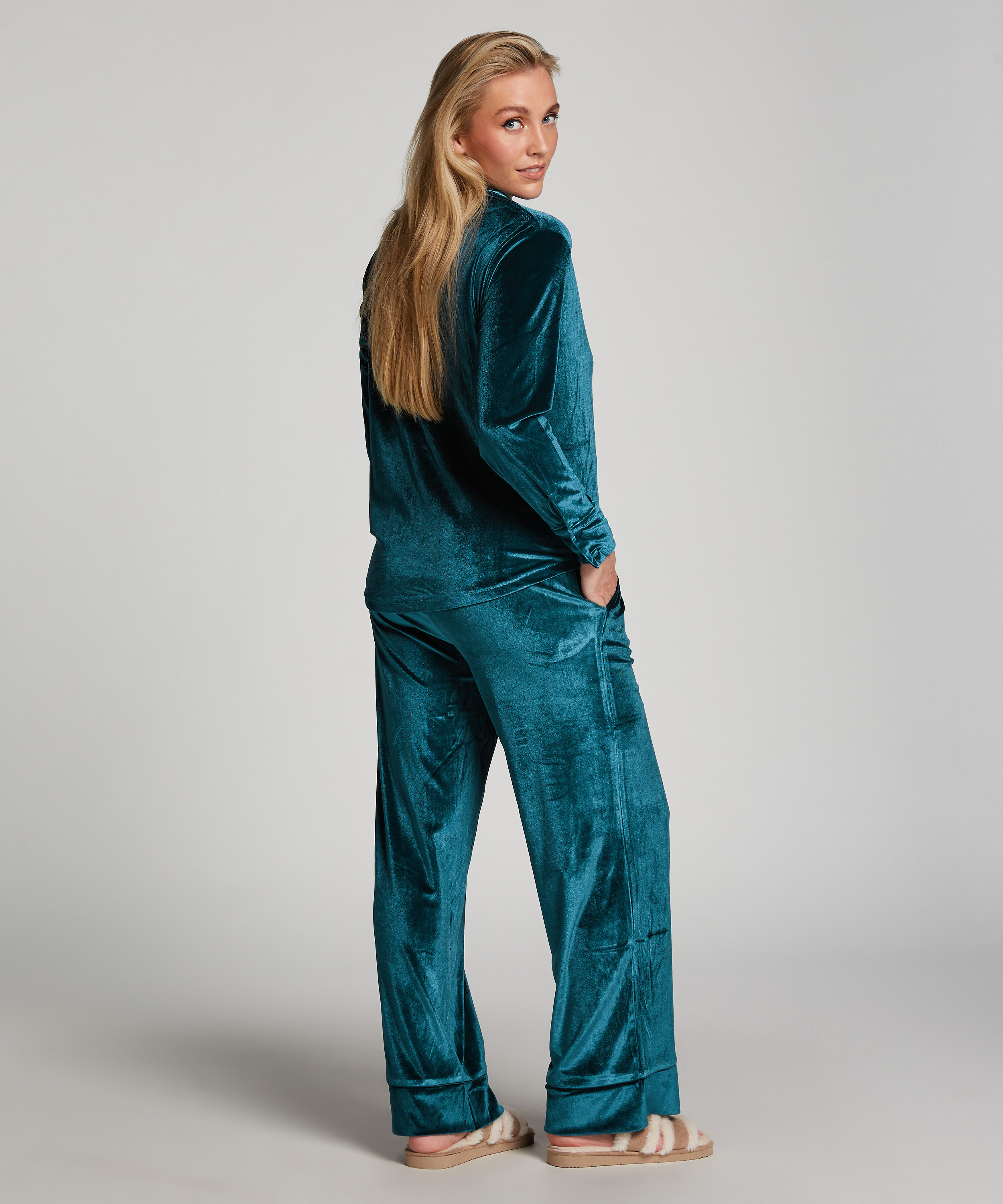 Joggingbyxor Velour, Bl&aring;, main