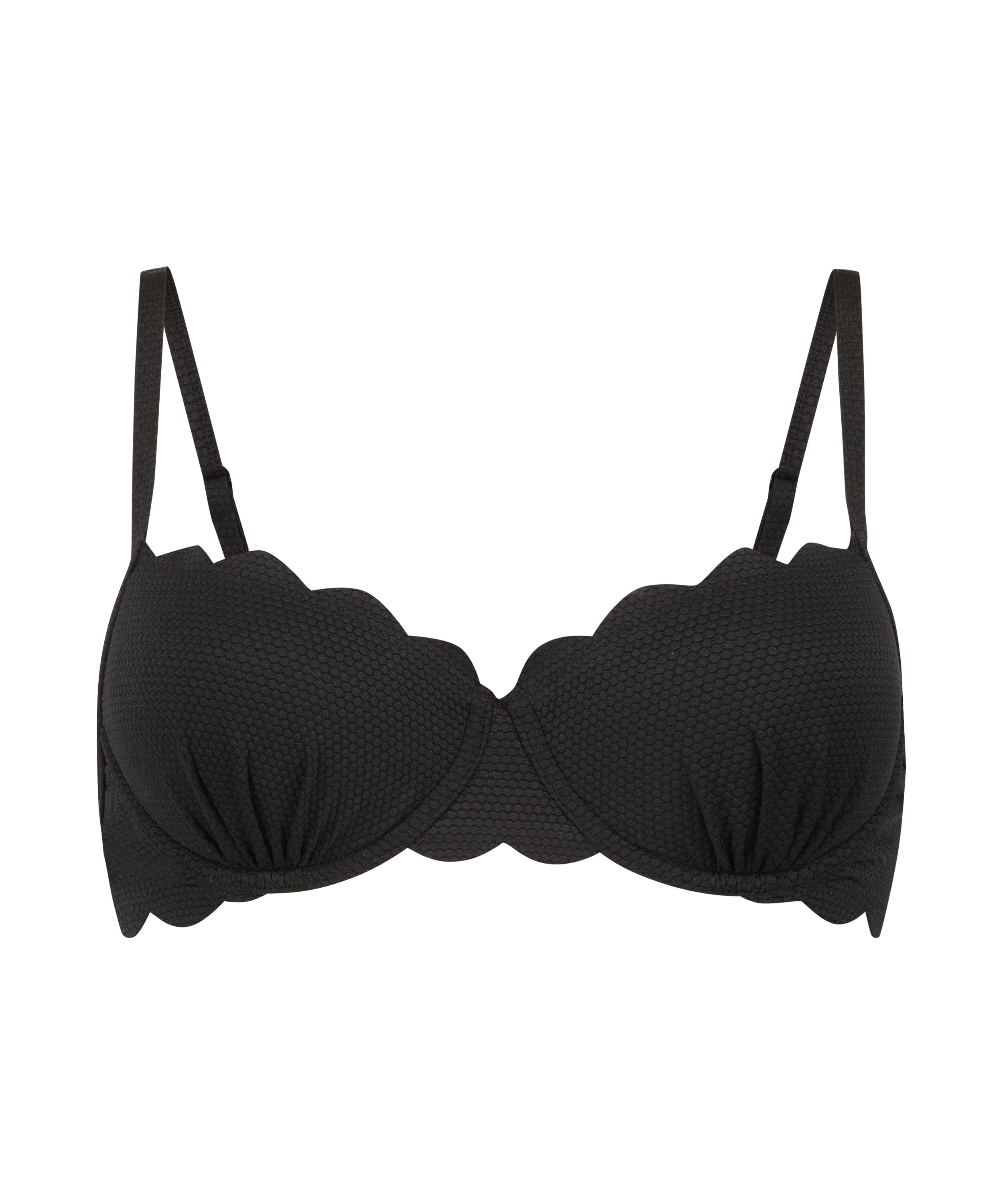 Formpressad bikiniöverdel med bygel Scallop, Svart