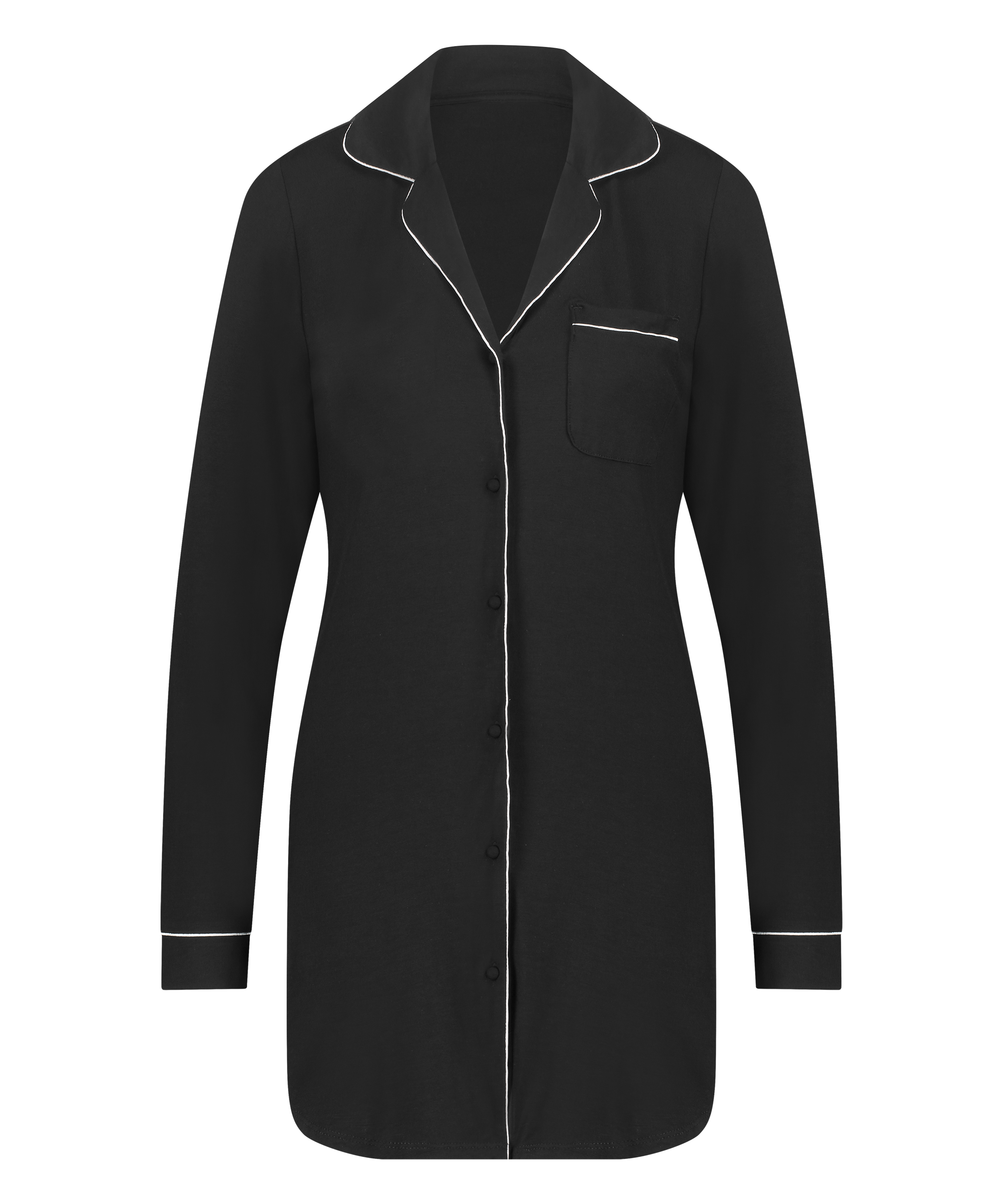 Långärmad skjortklänning i jersey Essential, Svart, main