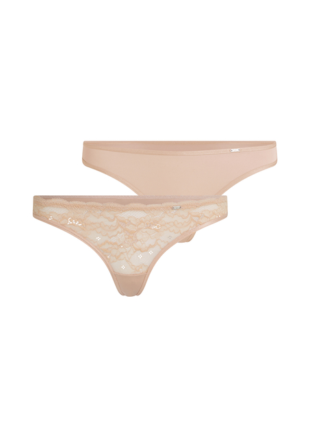 2-pack stringtrosor Angie, Beige