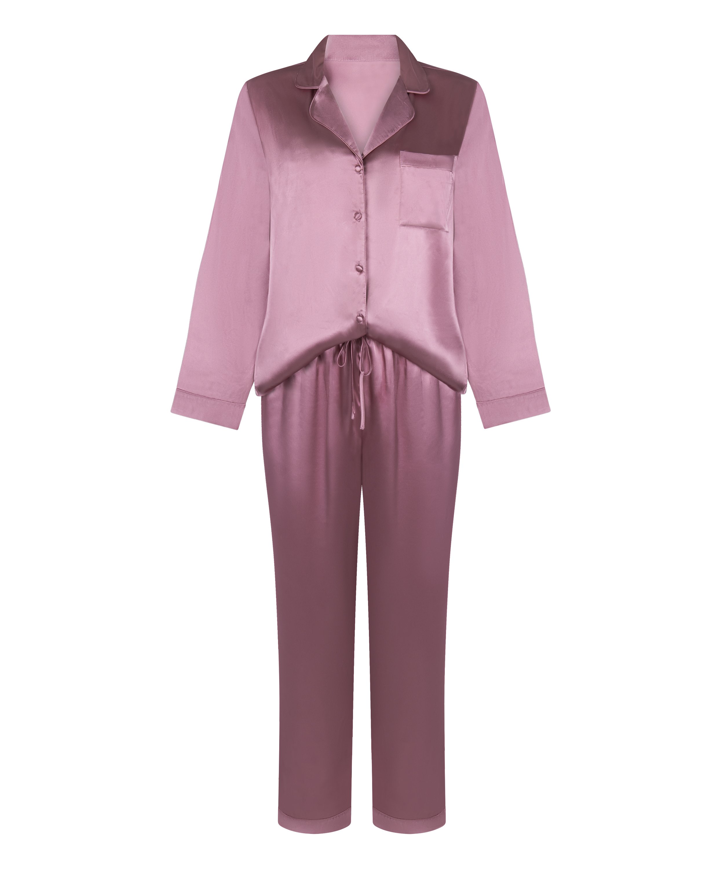 Pyjamasset i glansig satin, Rosa, main