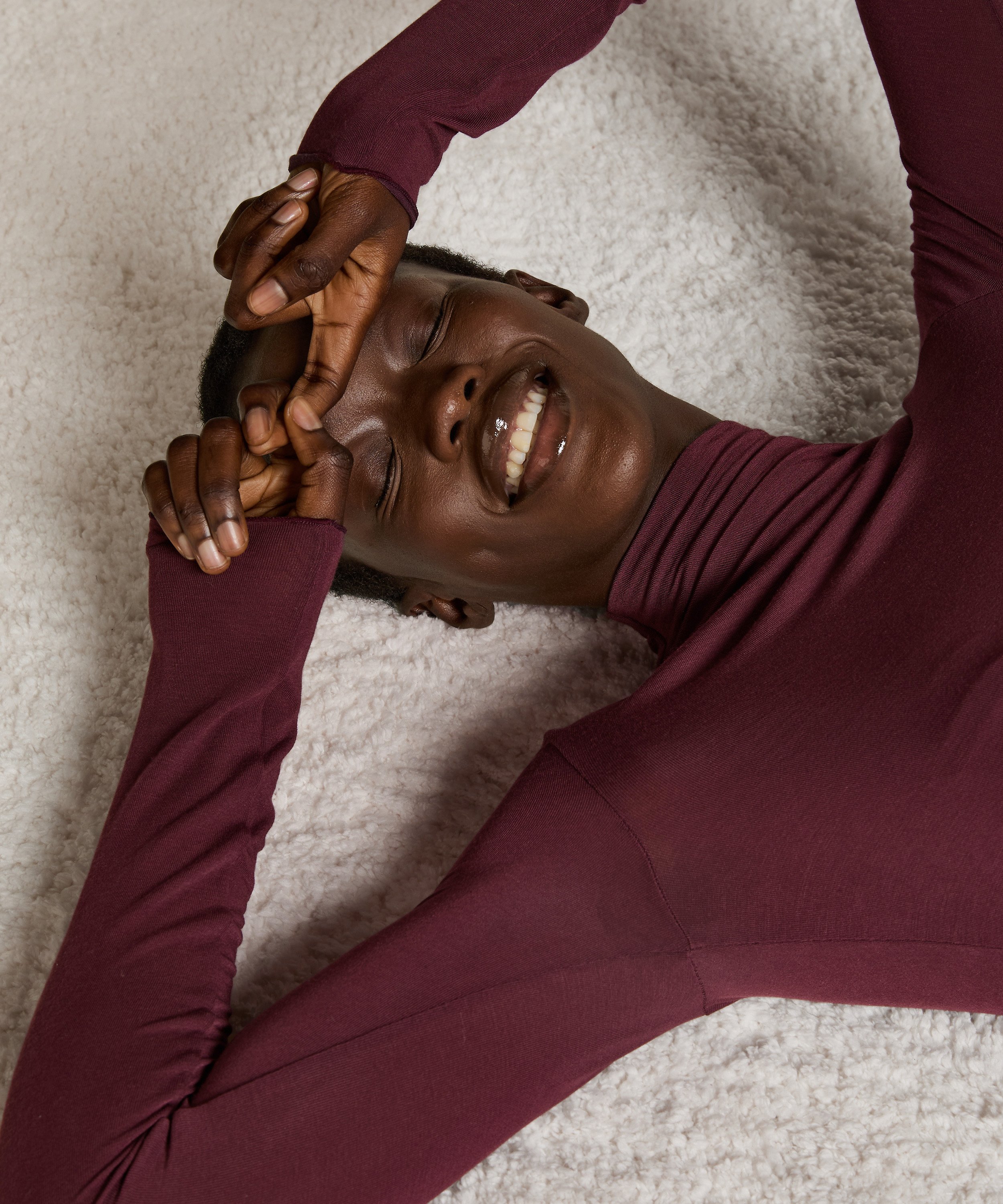 super soft cashmereblandad-topp med polokrage, Lila, main